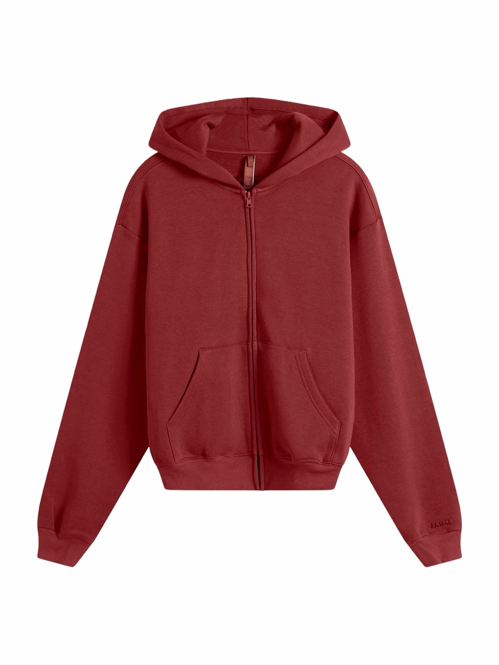 SKIMS Cotton Fleece Classic Zip Up Hoodie ZU-ZUP-8366W - Size Small - Merlot